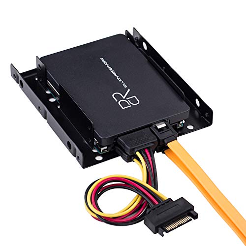 SSD/HDD Mounting Bracket Kit, 2.5 inch to 3.5 inch Metal Hard Disk Drive Holder Adapter Rack Tray Bay with SATA Data Cables and Power Cables