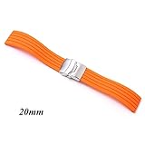 SCASTOE Waterproof Men's Silicone Rubber Watch Wristwatch Strap Band Replacement 18-24mm (Orange, 20)