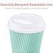 Glowcoast Disposable Coffee Cups With Lids - (80 set) 12 oz Paper To Go Coffee Cups With Resealable Lids Prevent Leaks! Travel Insulated Hot Beverage Drink Cup. Will Not Bend With Heat or Burn Fingers
