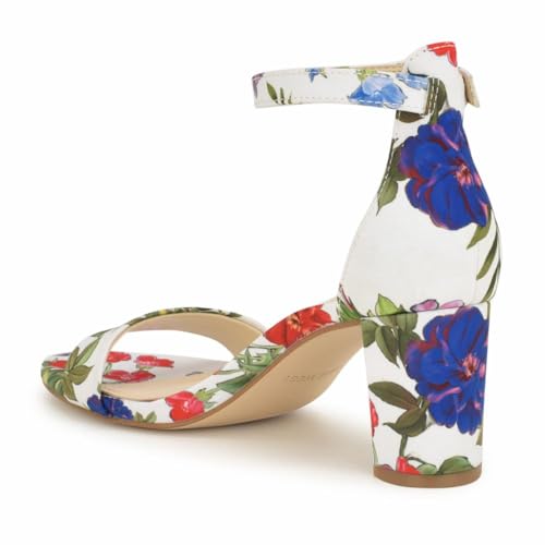 Nine West Women’s Pruce2 Heeled Sandal, White Floral 140, 9.5