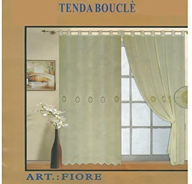 Bouclé Curtain with Macramé 140x290 Cream Color