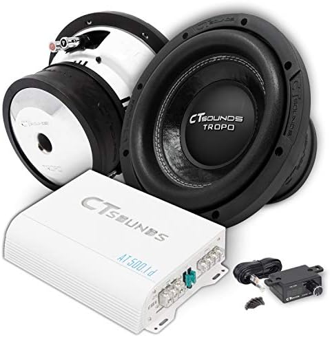 CT Sounds Car Audio Subwoofer & Amplifier - Remote Bass Knob, Digital Voltmeter, Bass Boost, AT-500.1 Class D Monoblock 1 Ohm Amplifier, Tropo Dual 4 Ohm Subwoofer