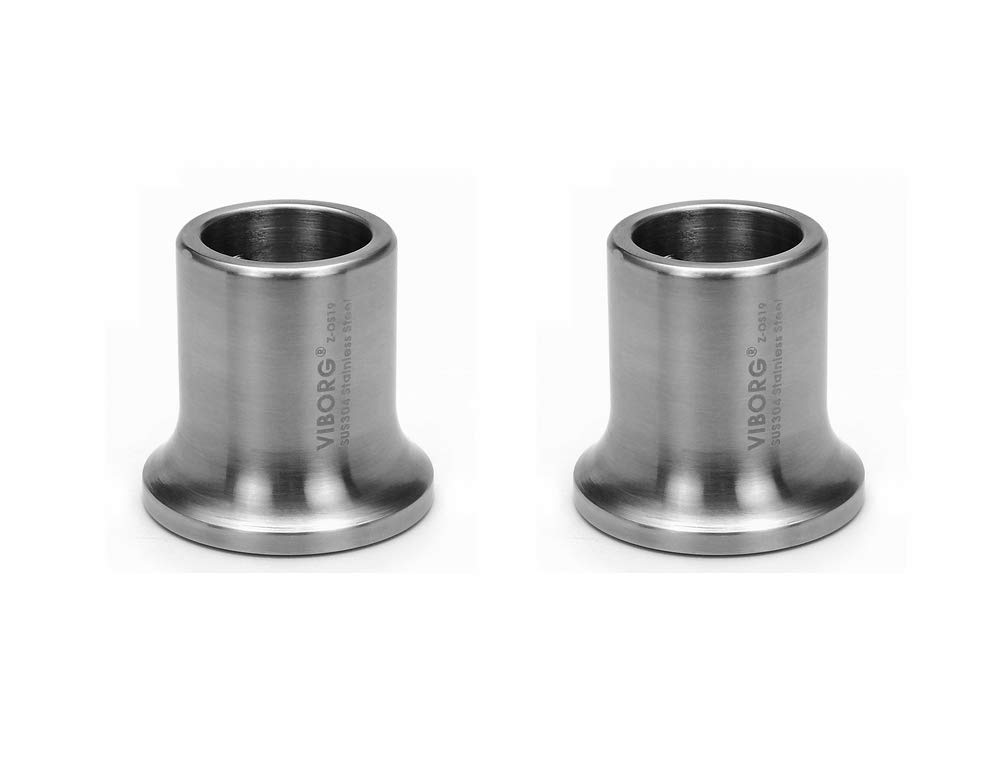 (1 pair) VIBORG Solid 304 Stainless Steel Extra-thick Closet Wardrobe Rail Pole Brackets Flanges Sockets End Support Holder, Shower Curtain Rail Pole Rod Holder Support Flange Brackets Fittings (19mm)