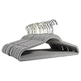 Michael Graves Design Ultra-Thin Non-Slip Velvet Clothing Hangers, Flocked & Durable, Closet Space Saving, for Garments, Suits, Dresses, Pants, Shirts, Coats, 50 Pack (Grey)