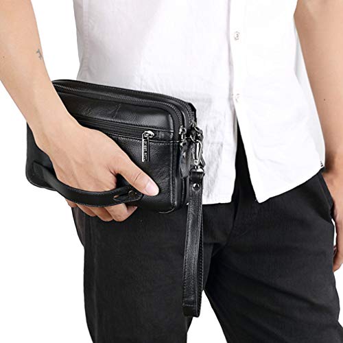 Leather Clutch Bag Wrist Bag for Men Women Outdoor Business Travel Organizer Wrist Strap Waist Bag Coin Purse Multiple Pocket Phone Holder iPhone 7 Plus/8/8 Plus/X, #01