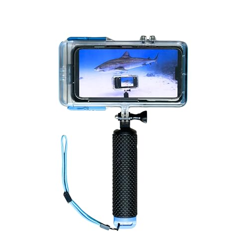 ProShot Dive 2.0 - Underwater housing for iPhone Rated to 130 feet. Underwater Camera housing Compatible with All iPhones. Waterproof case for Diving and Snorkeling. (Black/Blue)