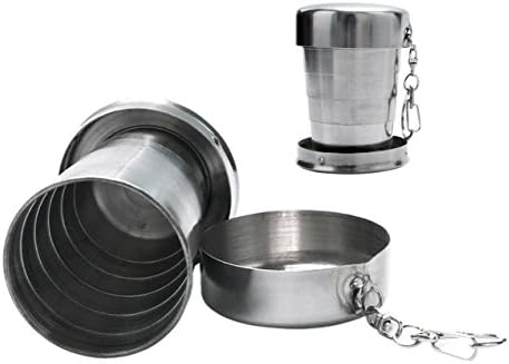 Camping Accessories Stainless Steel Water Travel Mug | Hiking Travel Outdoor Cycling Gear | Handy Mini Size Retractable Key Chain | BII Mart