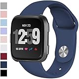 Hamile Wristbands Compatible for Fitbit Versa & Fitbit Versa Lite, Soft Silicone Sport Replacement Band Strap for Fitbit Versa Smartwatch, Small, Navy Blue