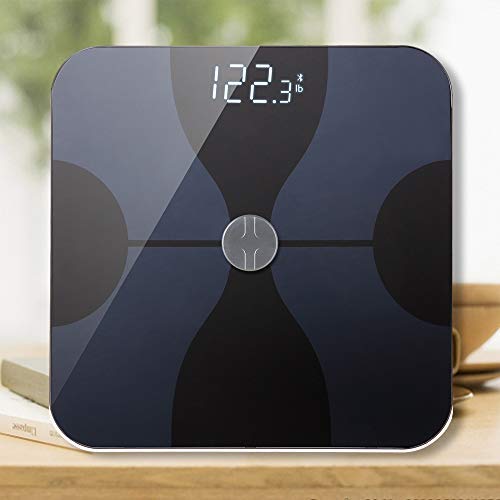 Bathroom Smart Scale Analyzer, Fat Scale Digital Bathroom Weighing - Wireless Smart Body Scale Composition Monitor Compatible Weight, Fat, Water, BMI, BMR, Muscle Mass with App Tracker (Wineglass)