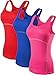 Neleus Women's 3 Pack Dry Fit Compression Athletic Tank Top,3 Pack:Blue,Red,Rose,Medium