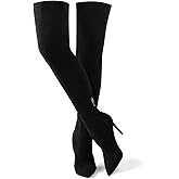 GENSHUO Over the Knee Boots for Women with Heel Suede Thigh High Boots Stretch Sexy Pointed Toe Stiletto Long Boot Shoes