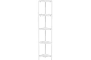 Lifewit Floor Standing Shower Caddy Corner, 5 Tier Plastic Shower Stand Rack with Adjustable Feet and Hooks, Rustproof Bathro