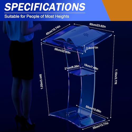 Slanted Podium Lectern Conference Pulpit Acrylic Podium Clear