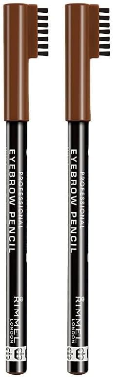 Rimmel Professional Eyebrow Pencil, Hazel, 1.4g (Pack of 2)