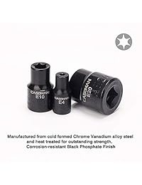 Casoman   Juego de 11 llaves de estrella hembra E TORX con riel, juego de llaves de estrella externa hembra, E4   E20