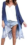 Hibluco Women's Floral Kimono Cardigan Long Blouse Sheer Shirt Loose Tops Swimwear (Large, K 73)