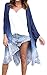 Hibluco Women's Floral Kimono Cardigan Long Blouse Sheer Shirt Loose Tops Swimwear (Large, K 73)
