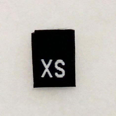 Size XS (Extra Small) Black Woven Clothing Size Labels (Package of 100)