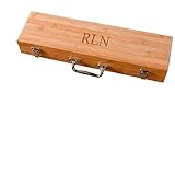 Personalized BBQ Accessory Set In Bamboo Case - Personalized BBQ Utensil Set - Personalized Grill Set