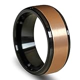 Raised Brushed Rose Gold Center Tungsten Carbide Ring with Polished Step Edges 8mm