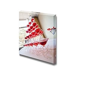 Pyramid Glasses of Pink Champagne Wall Decor Wood Framed