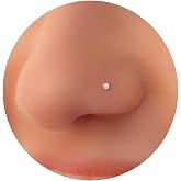 Silver 1 mm Small Ball Nose Stud - Flat Silver Nose Stud - Thin 24 Gauge Silver Nose Rings Stud - Tiny L Shape 925 Sterling Silver Nose Piercing Stud