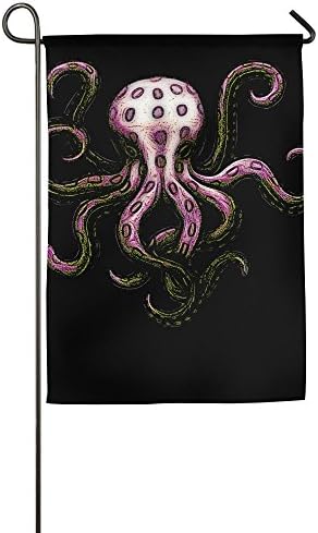 Purple Octopus In The Black Background Summer Beach Colorful Spring House Garden Flags Polyester Fiber 12 X 18 Prime Banners