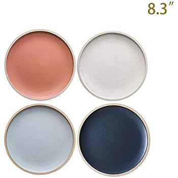 8.3-Inch Porcelain Dinner Plates Set Pizza Pasta Serving Plates Matte Glaze Dessert Dishes Set of 4