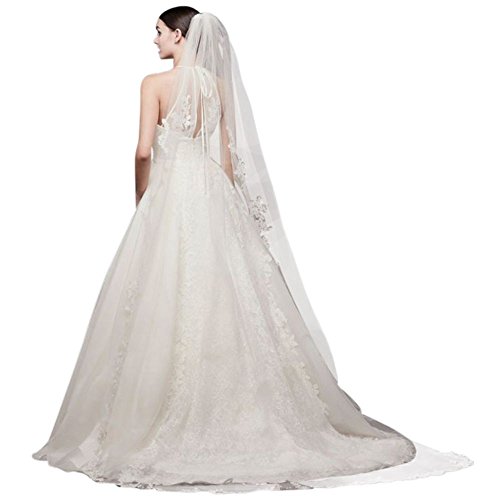 Corded Lace Edge Cathedral Veil Style V402L, Ivory - Thumbnail 5