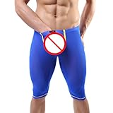 Tonsee Men's Fashion Sports Sexy Compression Base Layer Shorts Pants Underwear (M, Blue)