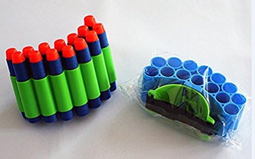 Ennrui Kids Elite Tactical 14-dart Bullet Dart Ammo Storage Wrist Belt Band Strap +50pcs 7.2cm Blue Soft Foam Refill Darts Bullet for Nerf N-strike Blasters Toy Gun (BLUE)