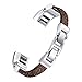 For Fitbit Alta Bands, bayite Leather Bands Adjustable Metal Buckle Stone Pattern Brown Small 5.5