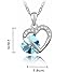 KATGI Fashion Cyan Crystals Heart Shape Pendant Necklace