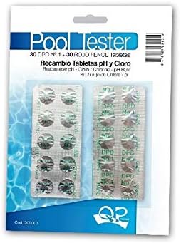 QUIMICAMPQP Products - Replacement Pooltester Blister, PH and Free Chlorine Analyzer, 30 DPD N.1 Tablets + 30 Red Pills