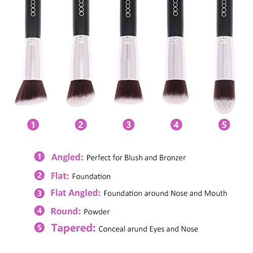 Docolor 10 Pieces Synthetic Wooden Handle Kabuki Makeup Brush Set with