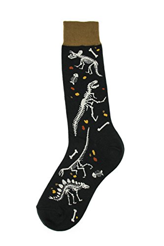 Foot Traffic - Men's Education-Themed Socks, Fossils (Shoe Sizes 7-12)