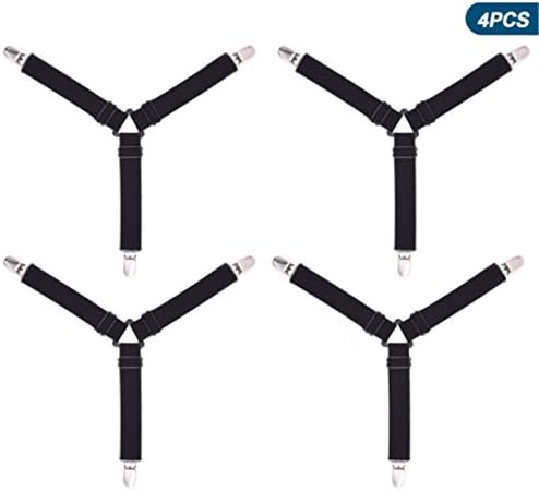 RANDER New product , Bed sheet holder ,Bed set clip, Fixed bed sheets do not move ,Smooth any Sheets on any Bed(4 pcs) (Black)