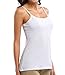 belamo Women Basic Solid Camisole Shelf Bra Undershirts Cotton Tank top Camis Black White XL 2 Packs