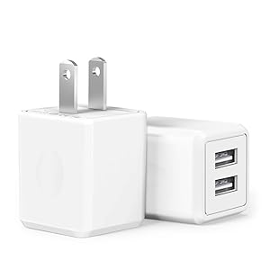 USB Wall Charger,Charger Adapter, Atizzy 2-Pack 2.1Amp Dual Port Fast Charger Plug Cube for iPhone X 8/7/6 Plus SE/5S/4S,iPad, iPod, Samsung, LG, HTC, Huawei, Moto, Kindle and More