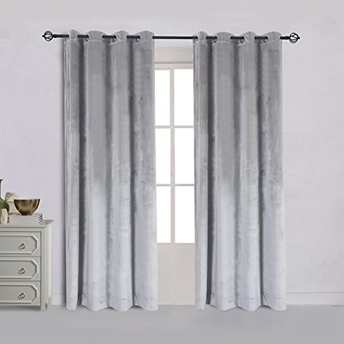 Cherry Home 52-Inch-by-63-Inch Velvet Blackout Grommet Curtain Panel, Gray