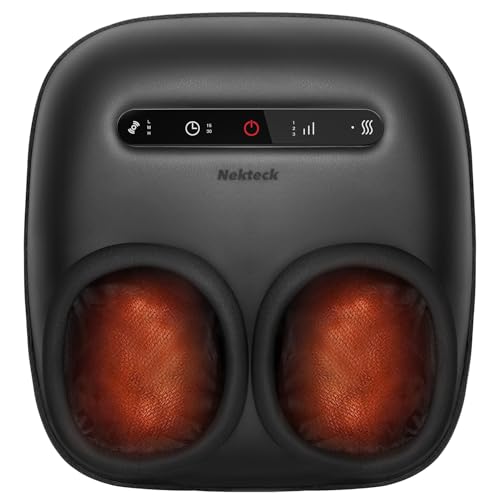 Nekteck Masajeador de pies Shiatsu con calor, terapia de amasamiento profundo y compresión de aire para la salud de los pies. Herramientas de masaje para pies que mejoran la circulación sanguínea y alivian el dolor. Regalos para hombres y mujeres.