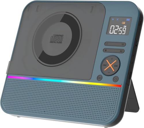 MONODEAL Bluetooth CD Player mit RGB Licht, Radio, Sleep Timer,HiFi Stereo
