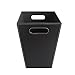 KINGFOM Classic Pu Leather Trash Can Wastebasket, Garbage Container Bin with Handles for Bathrooms, Powder Rooms, Kitchens, Home, Office and and High Class Hotel Square Black