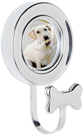 Pet Junkie Dog Leash Hanger with Picture Frame, Silver Lead Hook holds 3 x 3 in. Photo