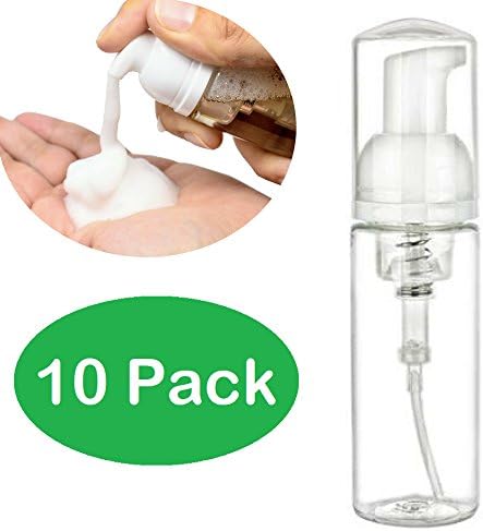 10 Pack Foaming Soap Dispenser 50ml. 1.7oz. Small Mini Travel Size Empty Foam Pump Bottle Dispenser
