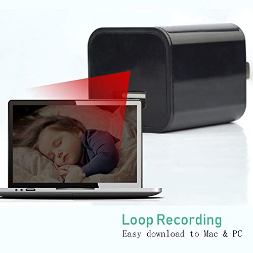 Hidden Camera Adapter,KKWEEKLY 1080P HD USB Wall Charger Camera Motion Detection Loop Recording for Protection at Home and Office