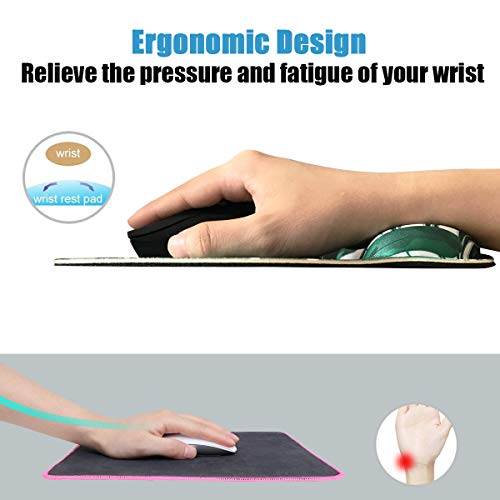 Dooke Ergonomic Mouse Pad with Wrist Support, Cute Mouse Pads with Non-Slip Rubber Base for Home Office Working Studying Easy Typing & Pain