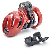 New The Biosourced Resin Male Standard Chastity Devices Male Briefs,with 4 Size Rings T-Shirt Red