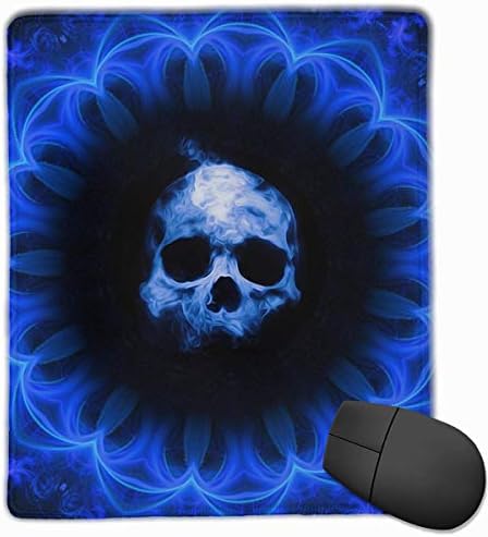 Skull Blue Flame Pattern Office Rectangle Non-Slip Rubber Mouse Pad Cool Gaming Mouse Pad for Laptop Displays Tablet Keyboard