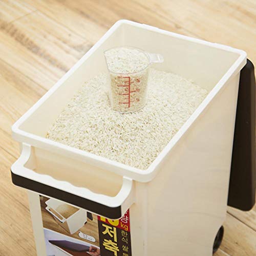Rice Container Bin, Food Storage Container Flour Airtight Container Kitchen Grain Cereal Storing Box with Casters Gray
